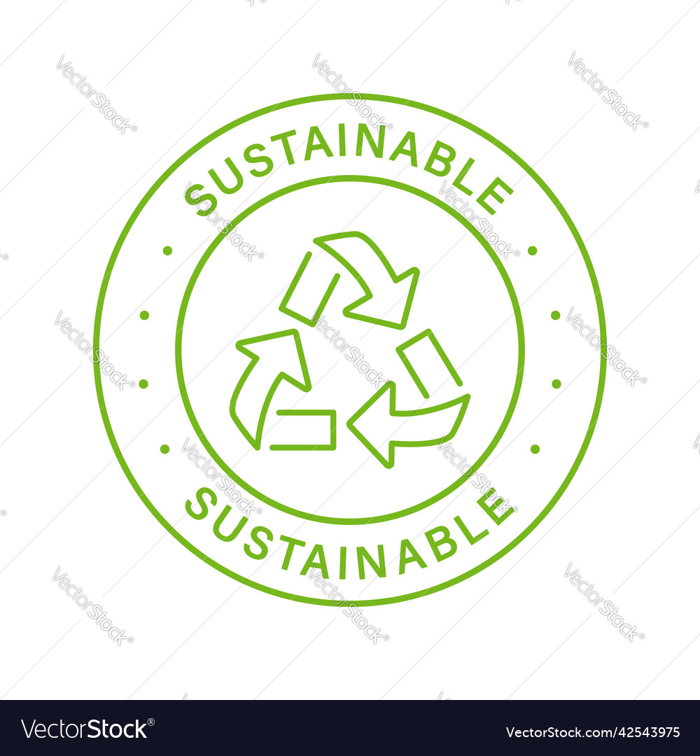 Sustainable line green stamp sustainability Vector Image