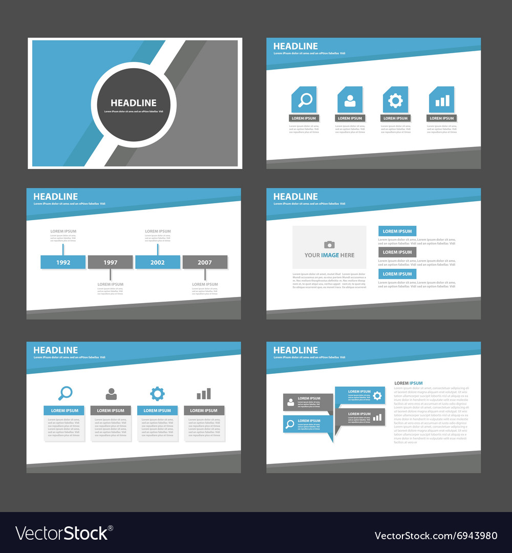 Blue and grey presentation templates infographic Vector Image