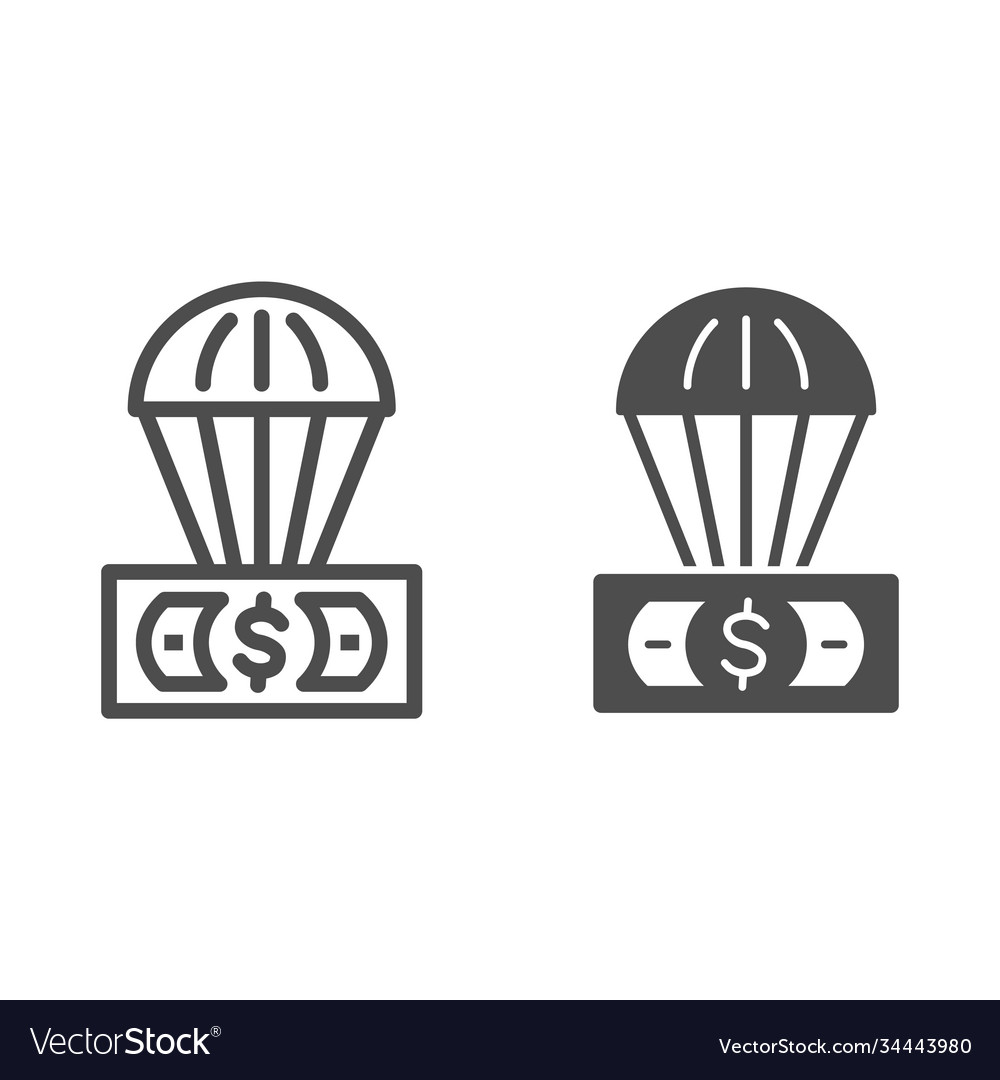 Dollar and air balloon line solid icon