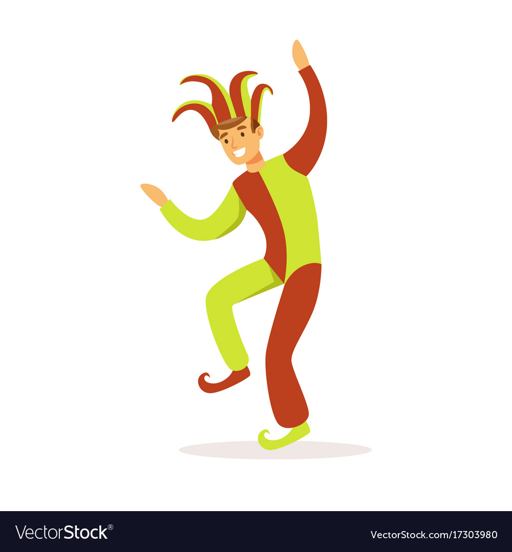 Jester dancing european medieval character Vector Image