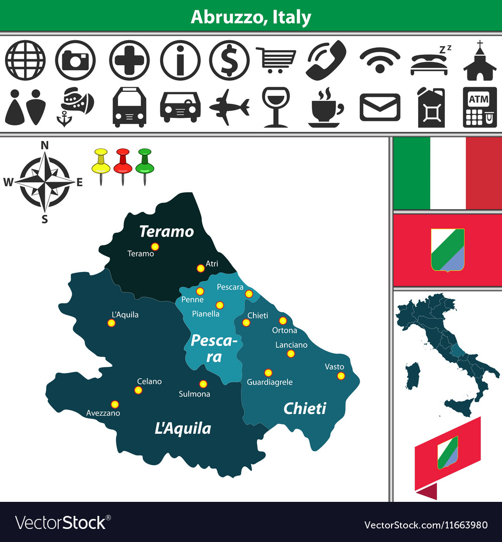 Map Of Abruzzo Royalty Free Vector Image - VectorStock