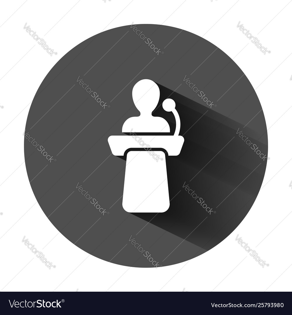 Public speak icon in flat style podium