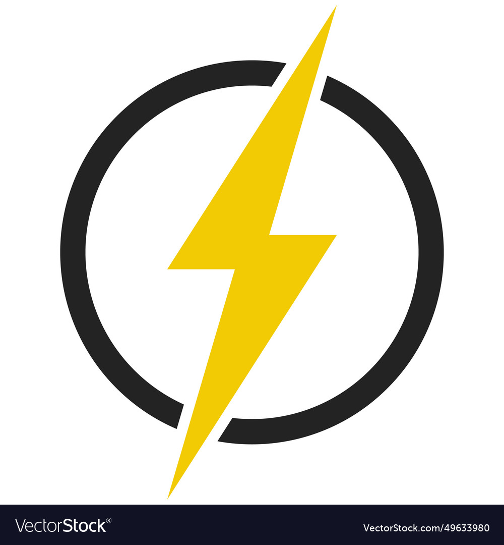 Round energy icon lightning ring spark Royalty Free Vector