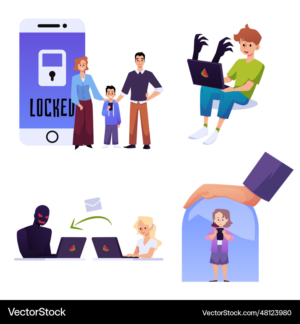 Safety of children when using the internet Vector Image