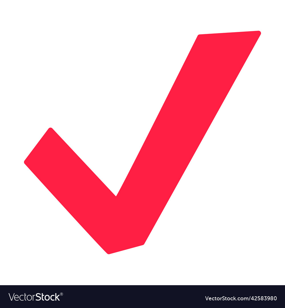 Simple red check mark icon Royalty Free Vector Image