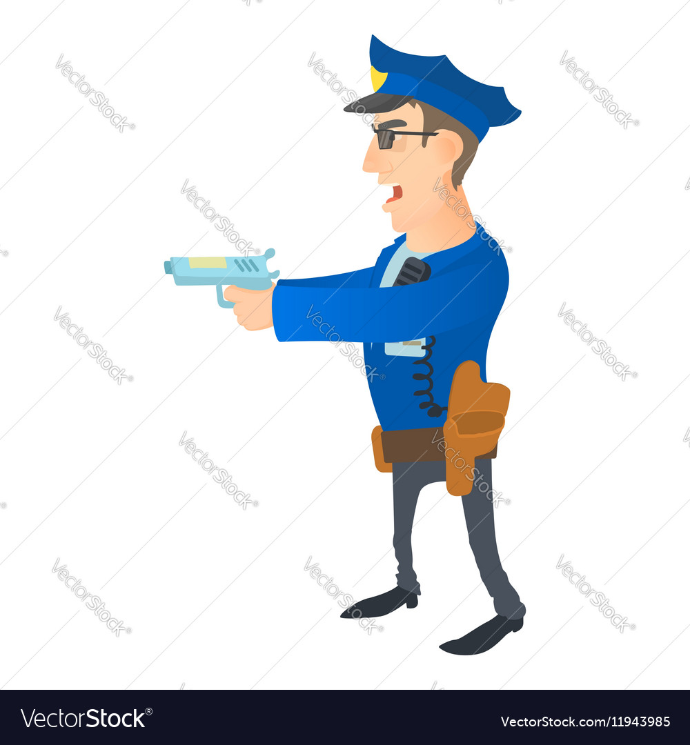 Brave policeman icon cartoon style Royalty Free Vector Image