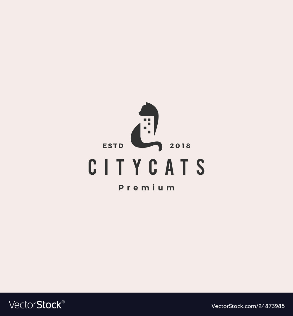 Cat city building home house logo icon