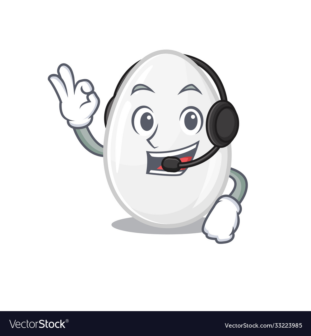 Happy white egg mascot design style wearing