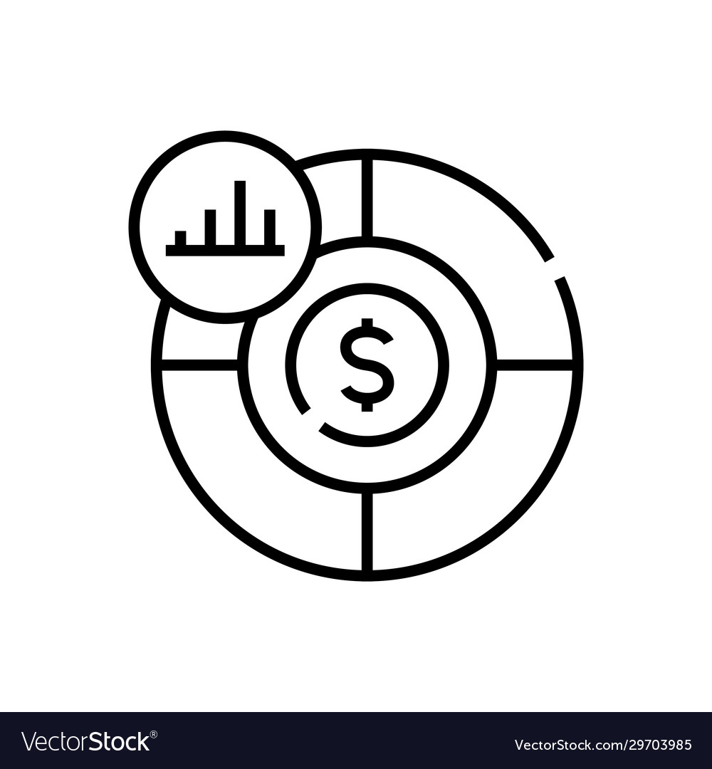 Income chart line icon concept sign outline Vector Image