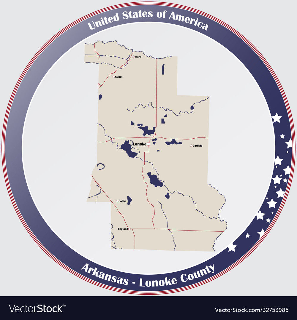 Map lonoke county in arkansas Royalty Free Vector Image