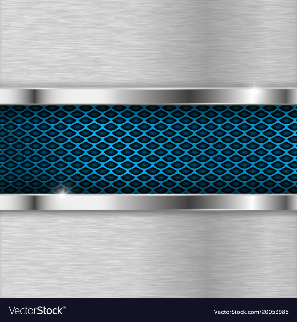 Metal background with blue perforation