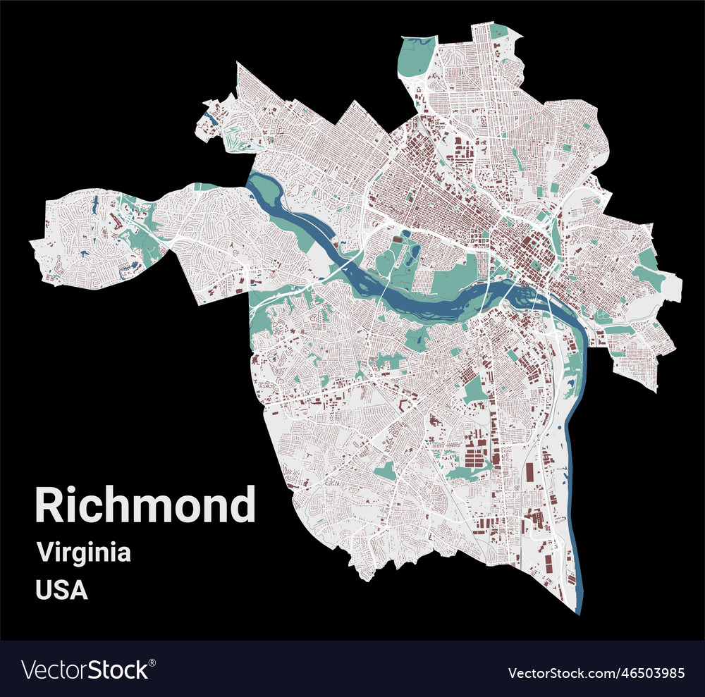 Richmond map capital city of the usa state Vector Image