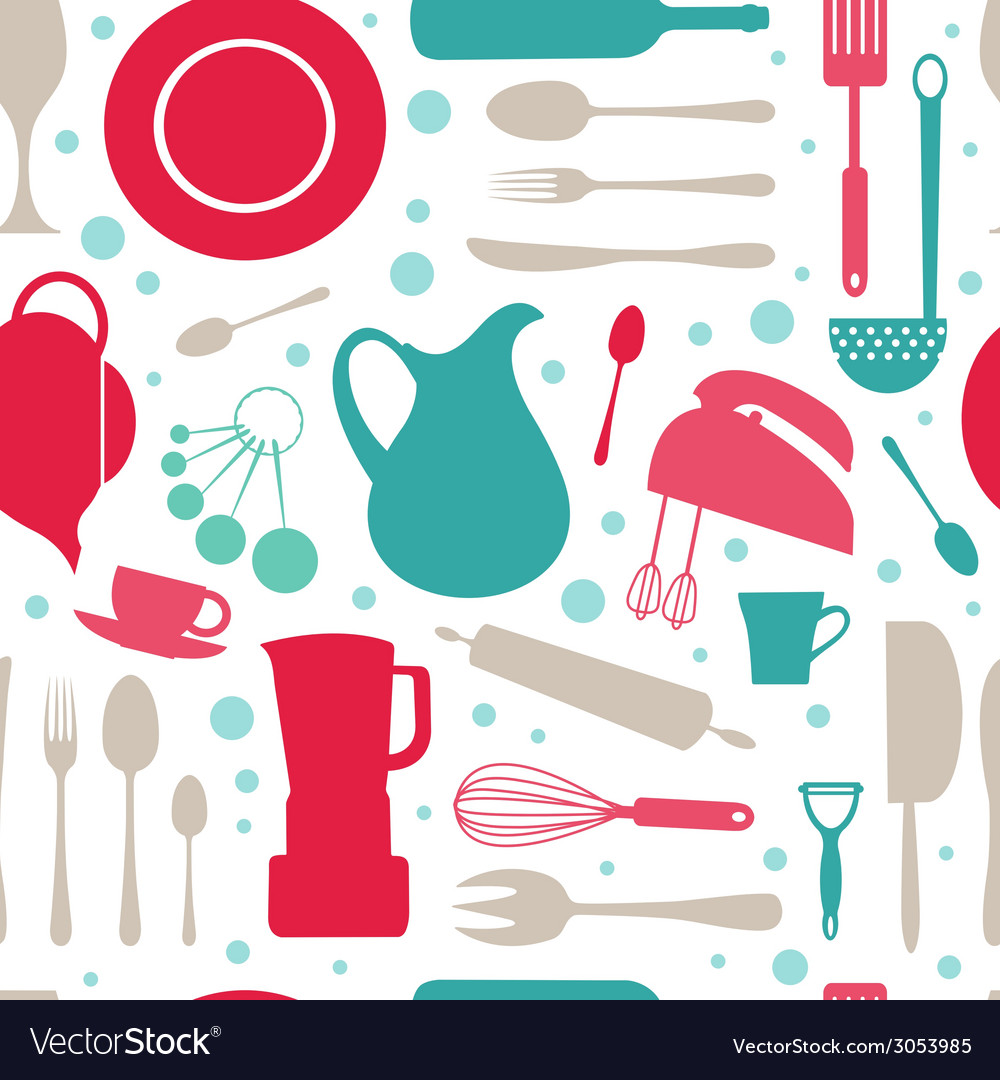 Seamless colorful kitchen pattern