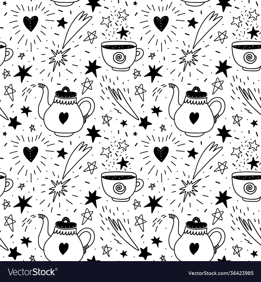 Seamless pattern with stars and celestial