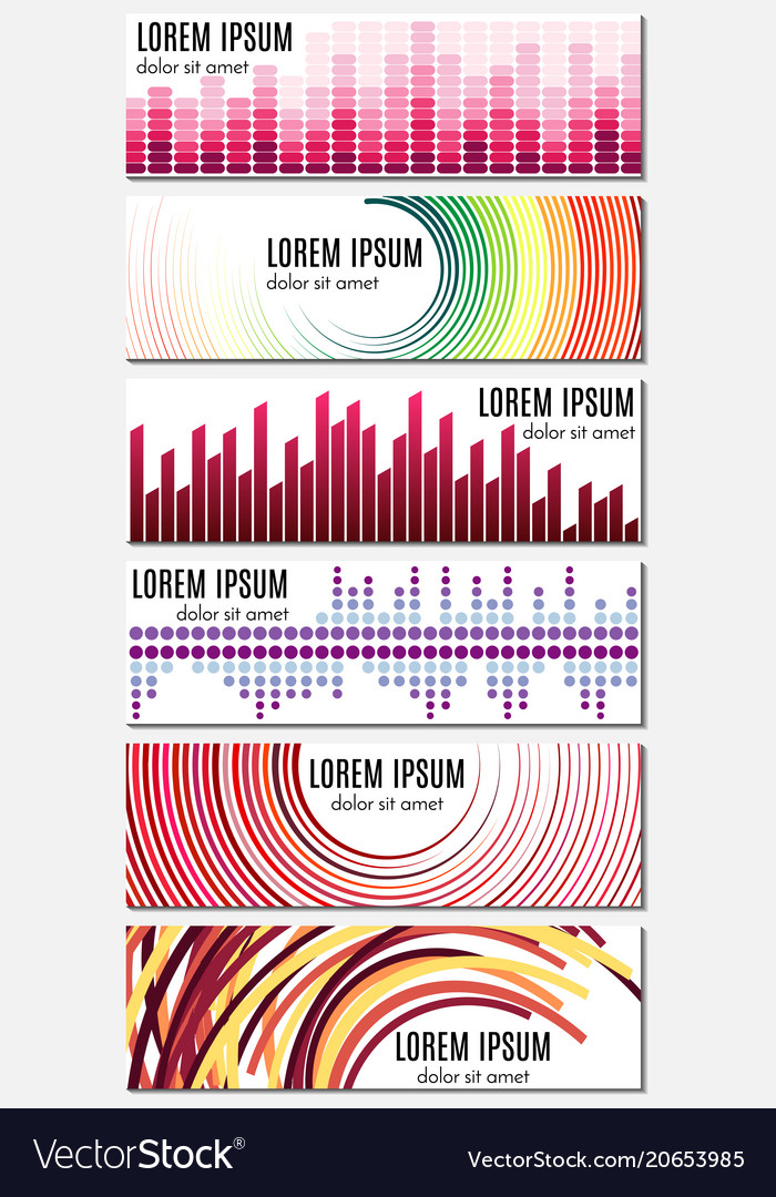 Set of six colorful abstract header banners