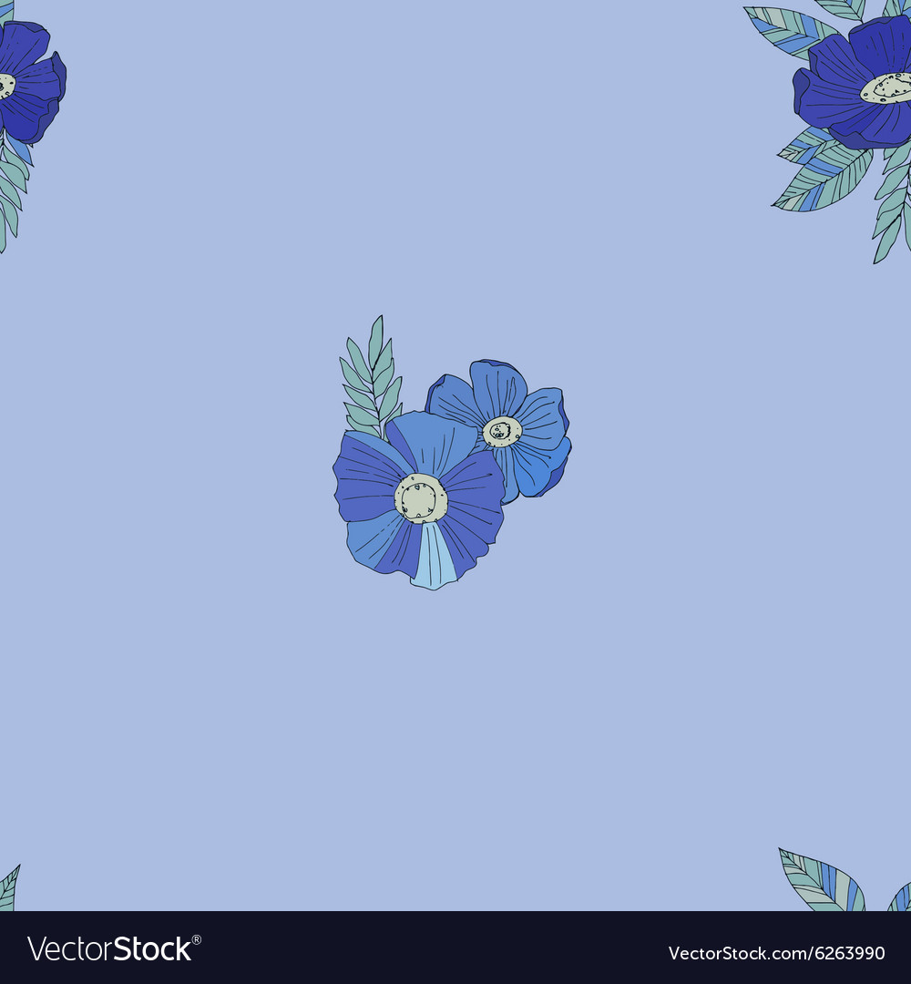 Blue flowers on white background