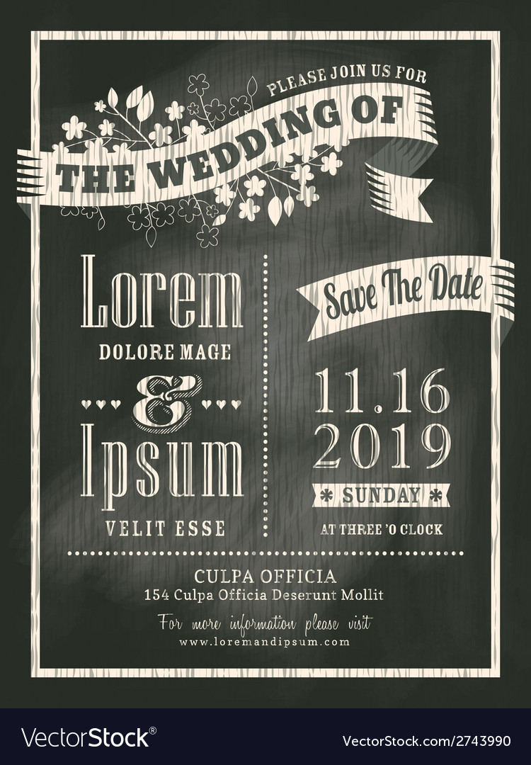 Chalkboard wedding invitation card background
