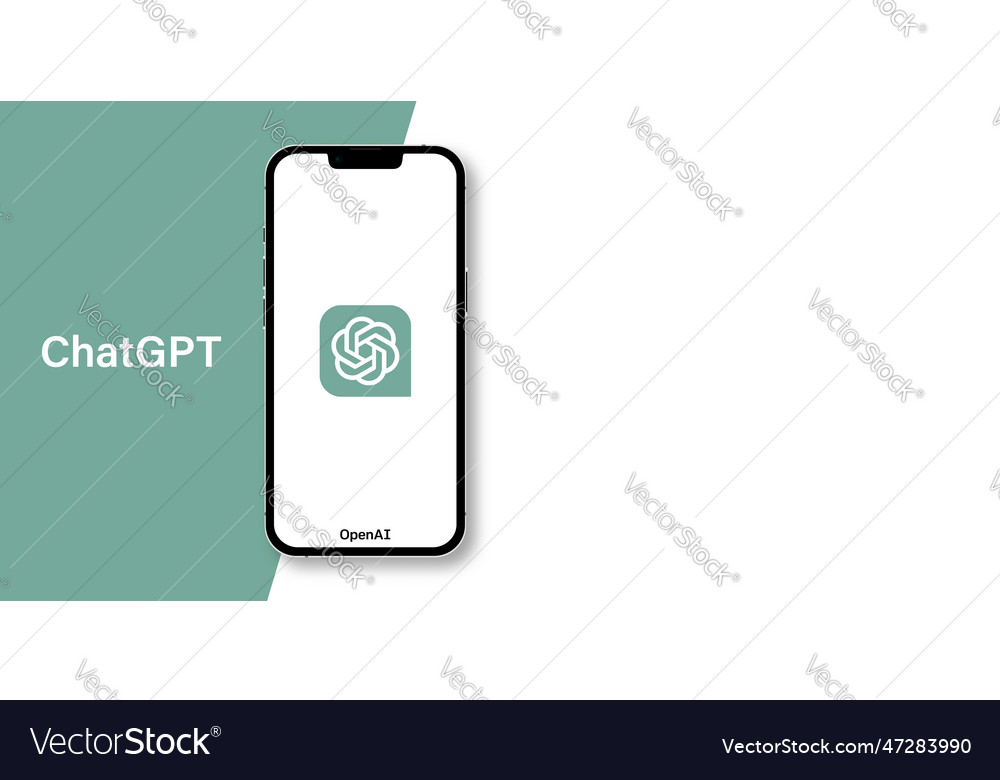 Chatgpt logo and iphone screen Royalty Free Vector Image