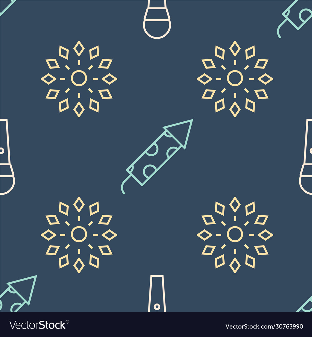 Set line karaoke microphone firework and firework Vector Image
