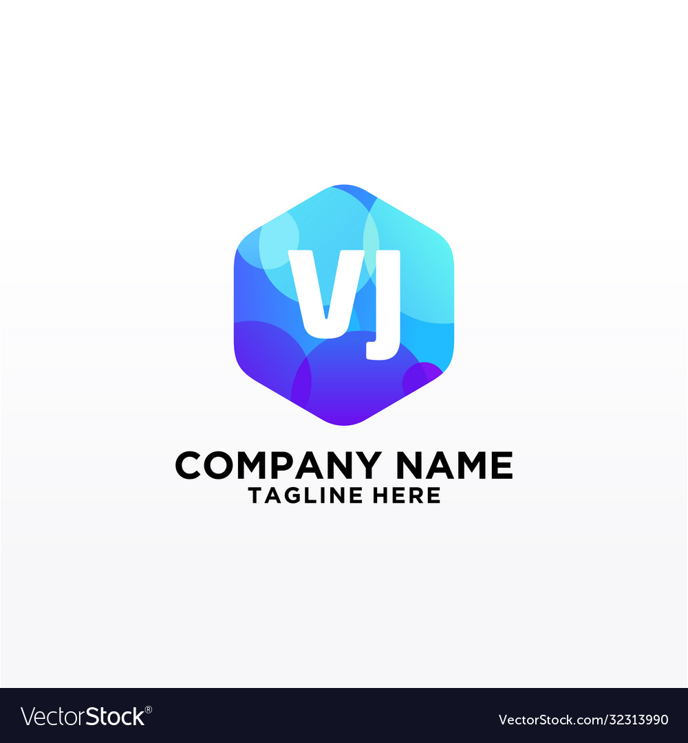 Vj initial logo with colorful circle template Vector Image