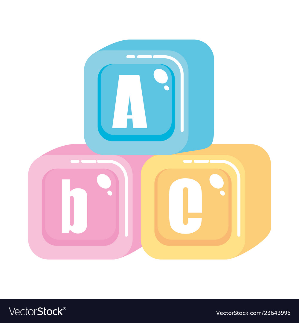 Alphabet blocks toys icons Royalty Free Vector Image