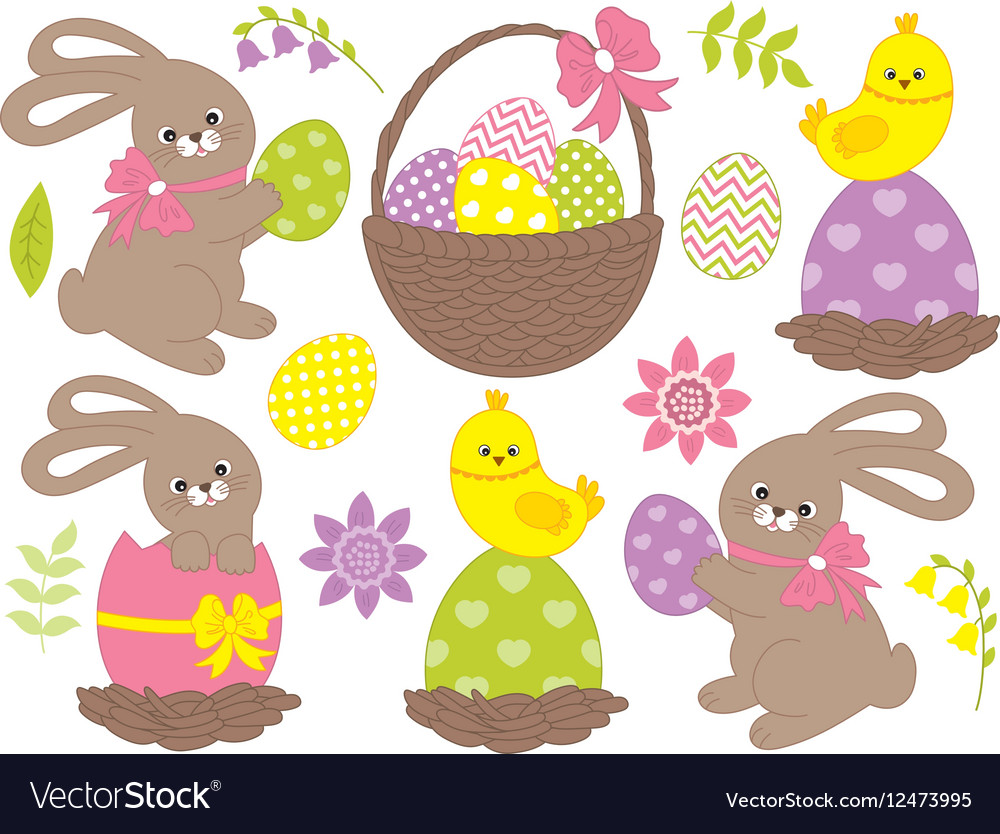 Easter set Royalty Free Vector Image - VectorStock