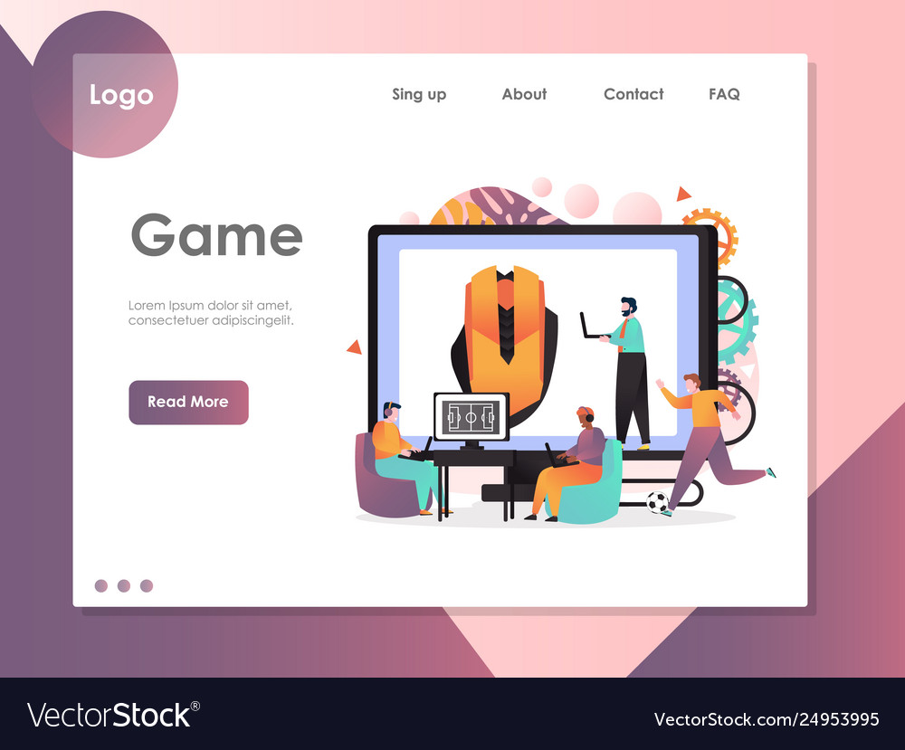 Game website landing page design template Vector Image