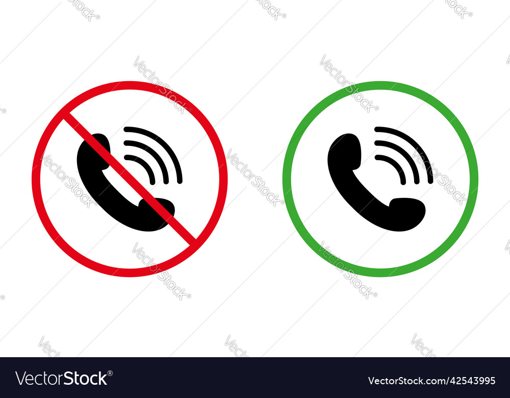 Handset call black silhouette icon set no receive Vector Image