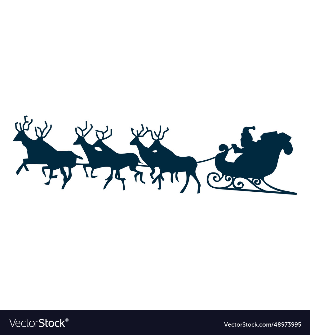 Santa claus deer sledge sleigh silhouette Vector Image