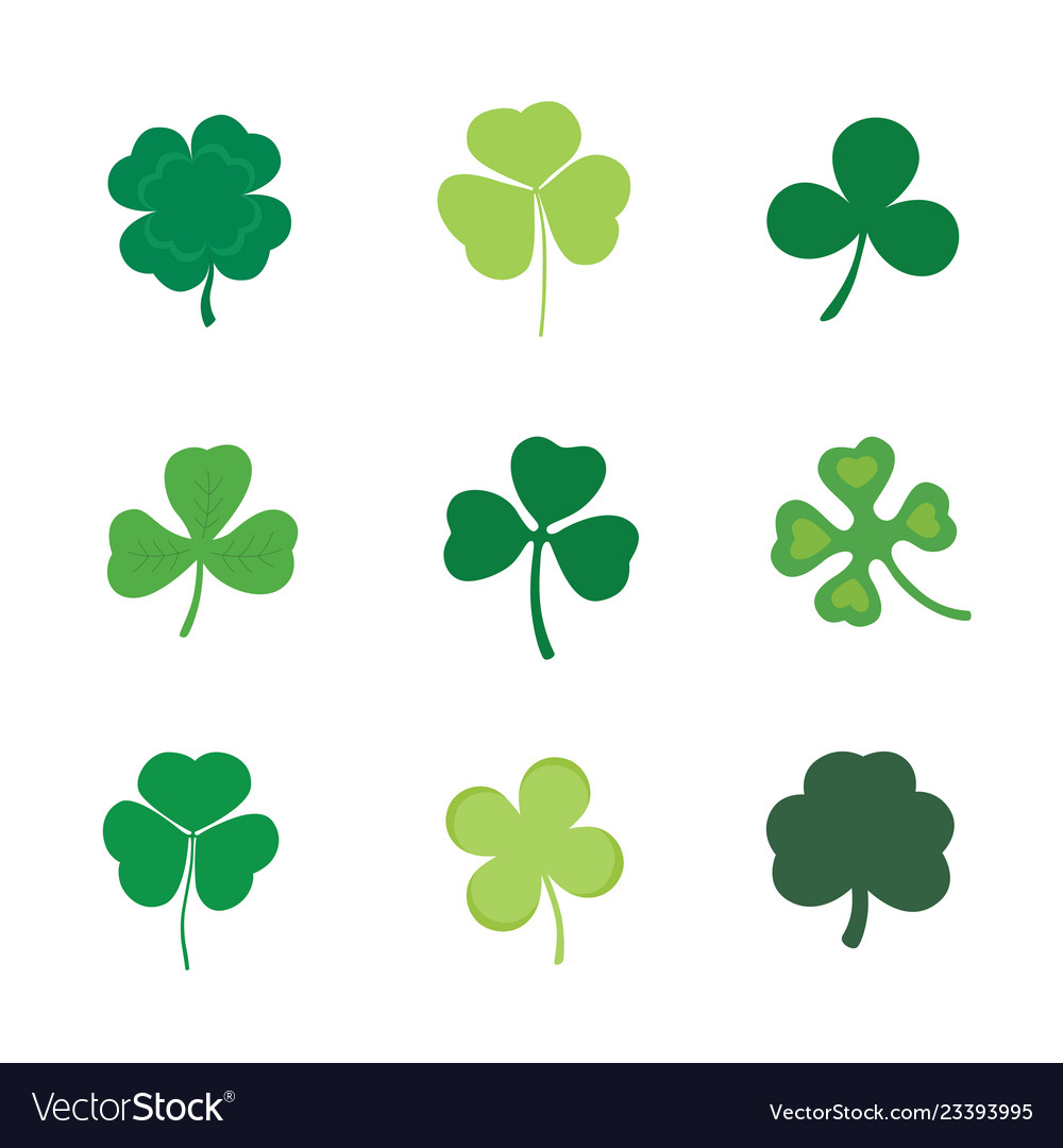 Set Four And Three Leaf Clover Stock Royalty Free Vector
