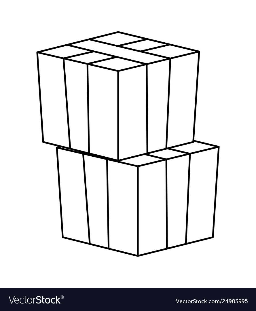 Stack boxes carton isolated icon Royalty Free Vector Image