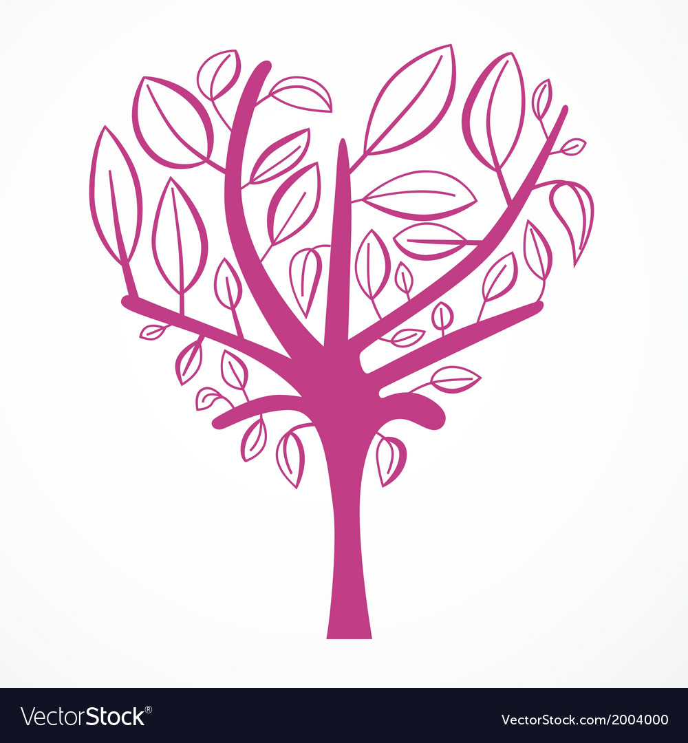 Abstract heart shaped tree on white background