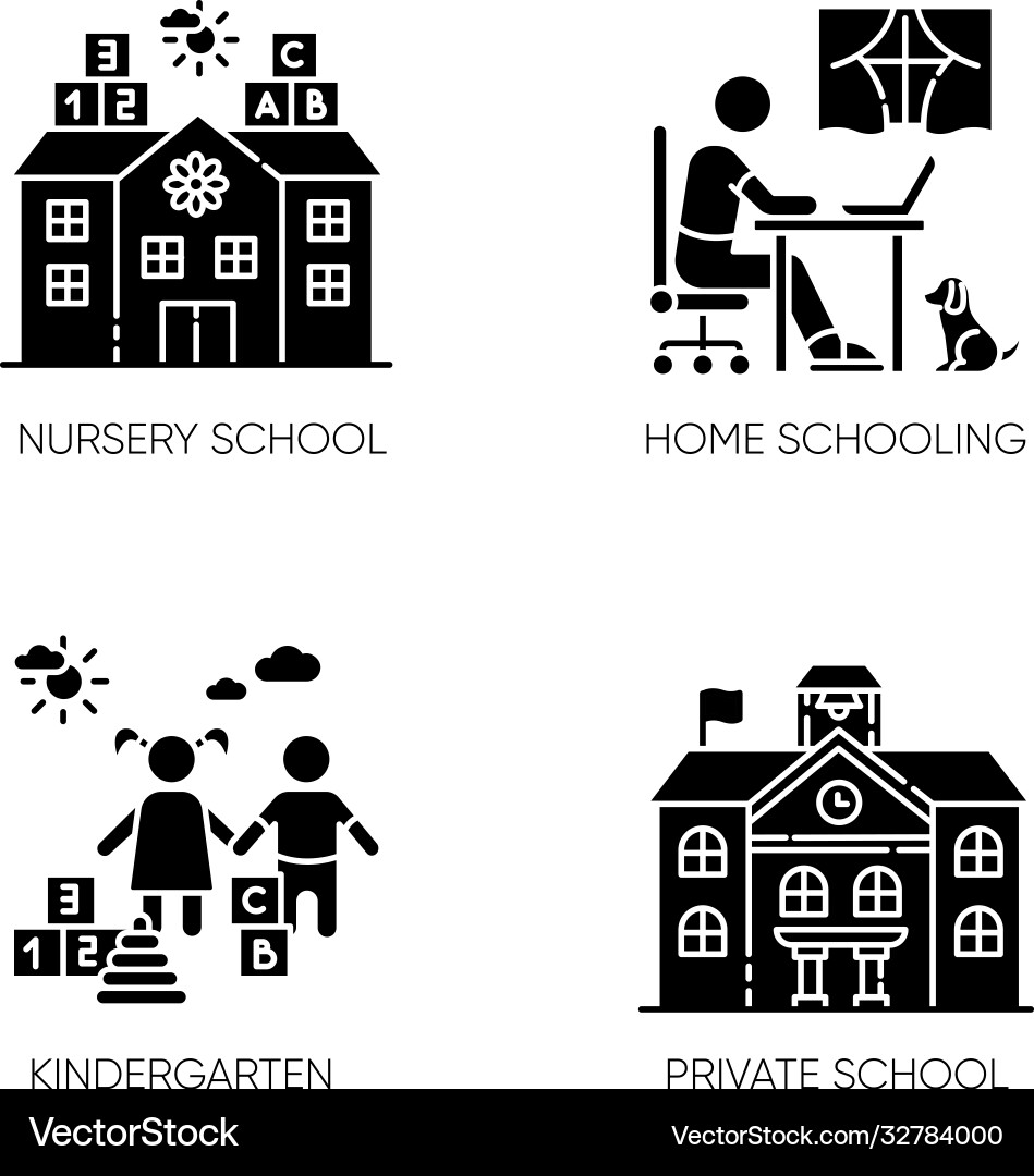 Academic studying black glyph icons set on white Vector Image