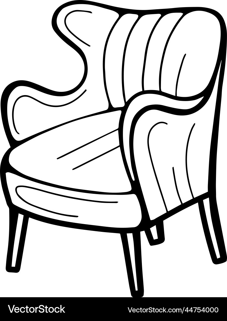 Armchair hand drawn in doodle Royalty Free Vector Image