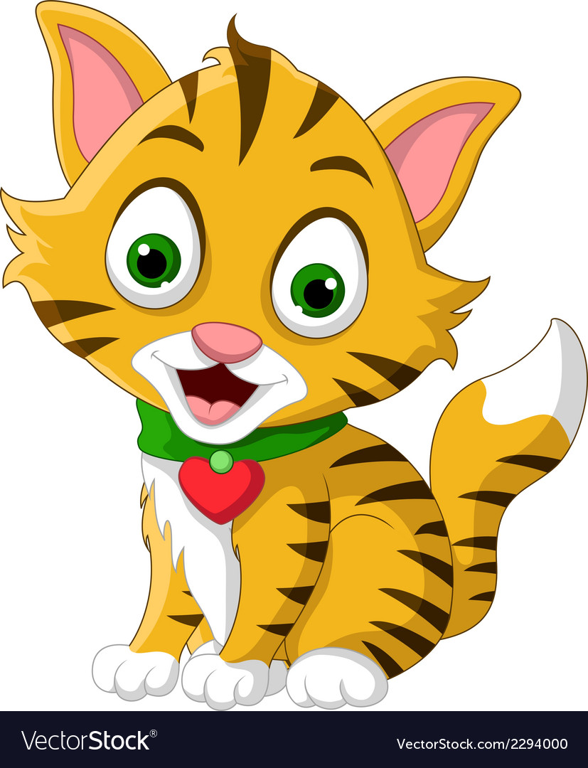 Cute little cat cartoon posing