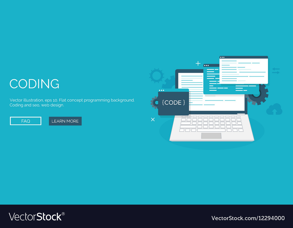 Flat background coding Royalty Free Vector Image