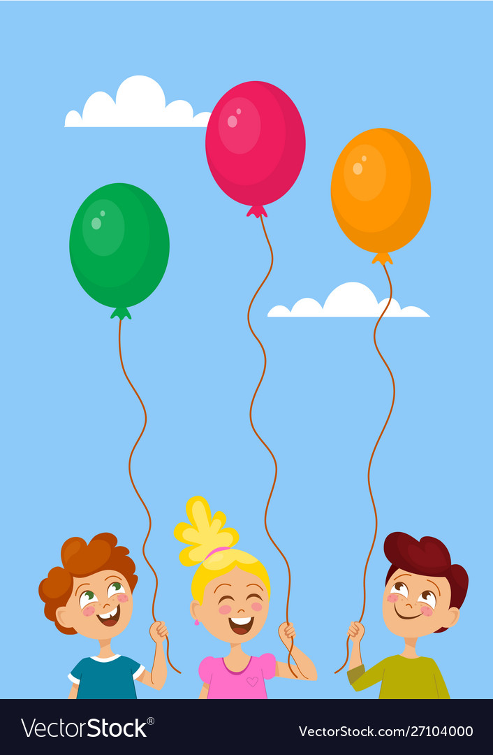 Happy children with balloons Royalty Free Vector Image