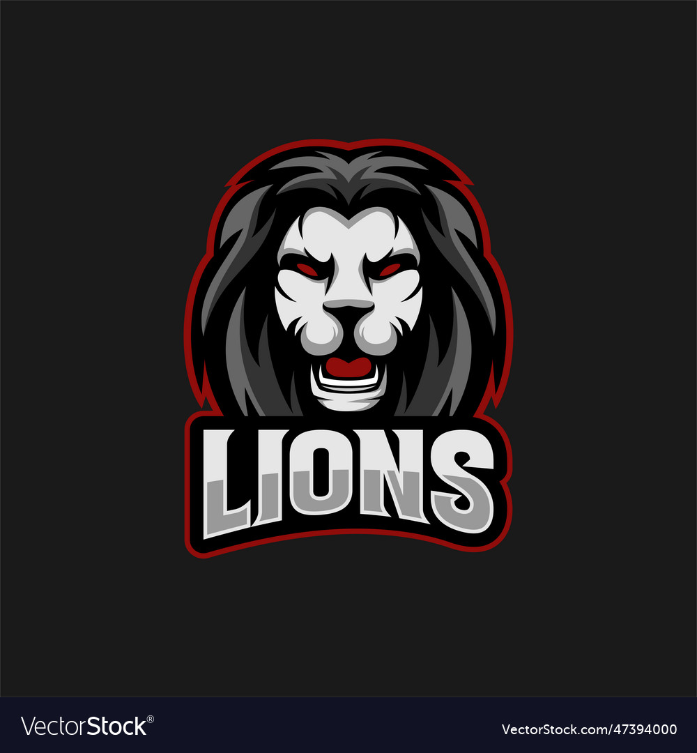 Lion head with text mascot logo Royalty Free Vector Image