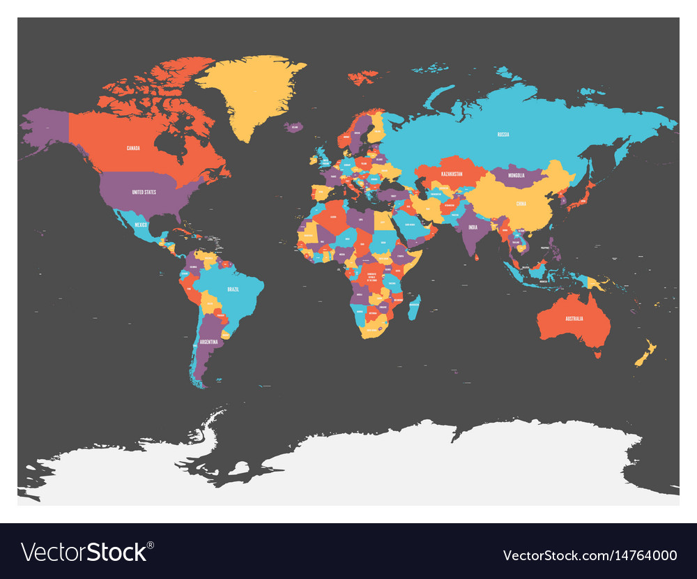 Antarctica In World Political Map Political Map Of World With Antarctica Countries Vector Image