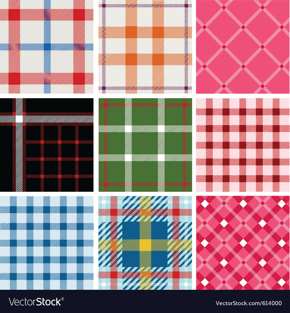 Set of plaid patterns Royalty Free Vector Image