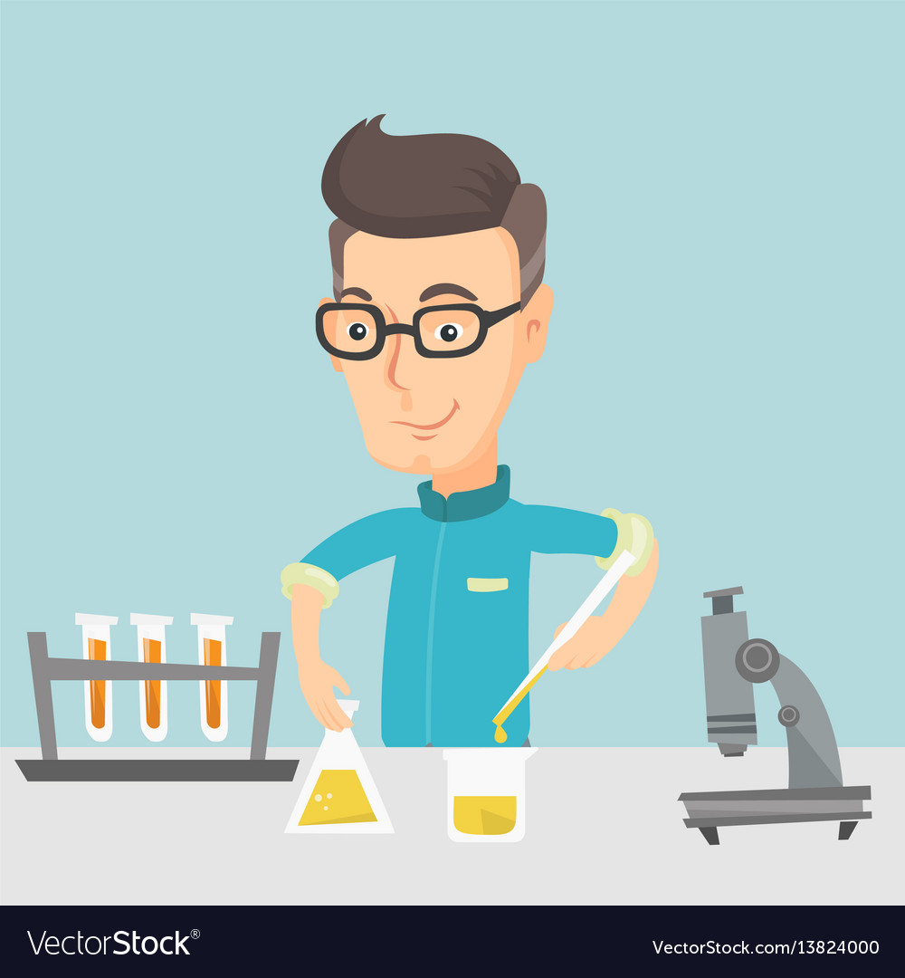 Student working at laboratory class Royalty Free Vector