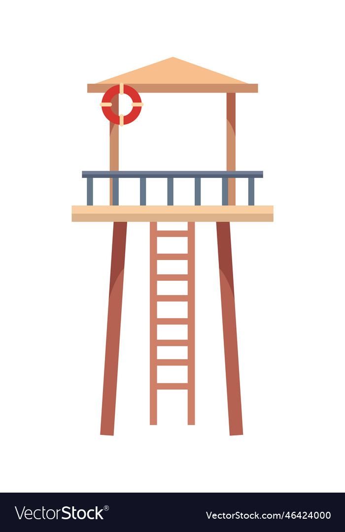 Wooden lifeguard station with stairs Royalty Free Vector