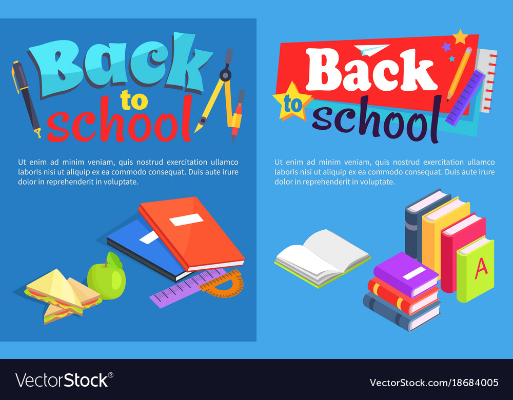 Back to school collection of posters with text Vector Image