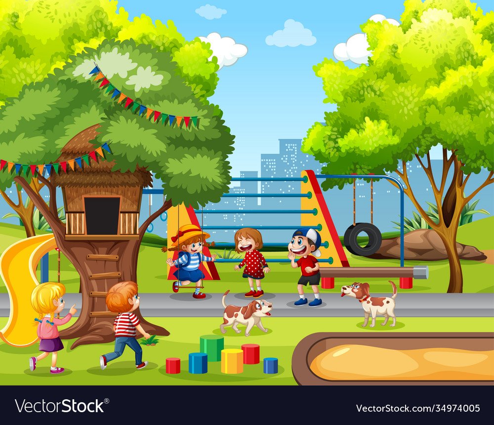 Children playing in playground scene