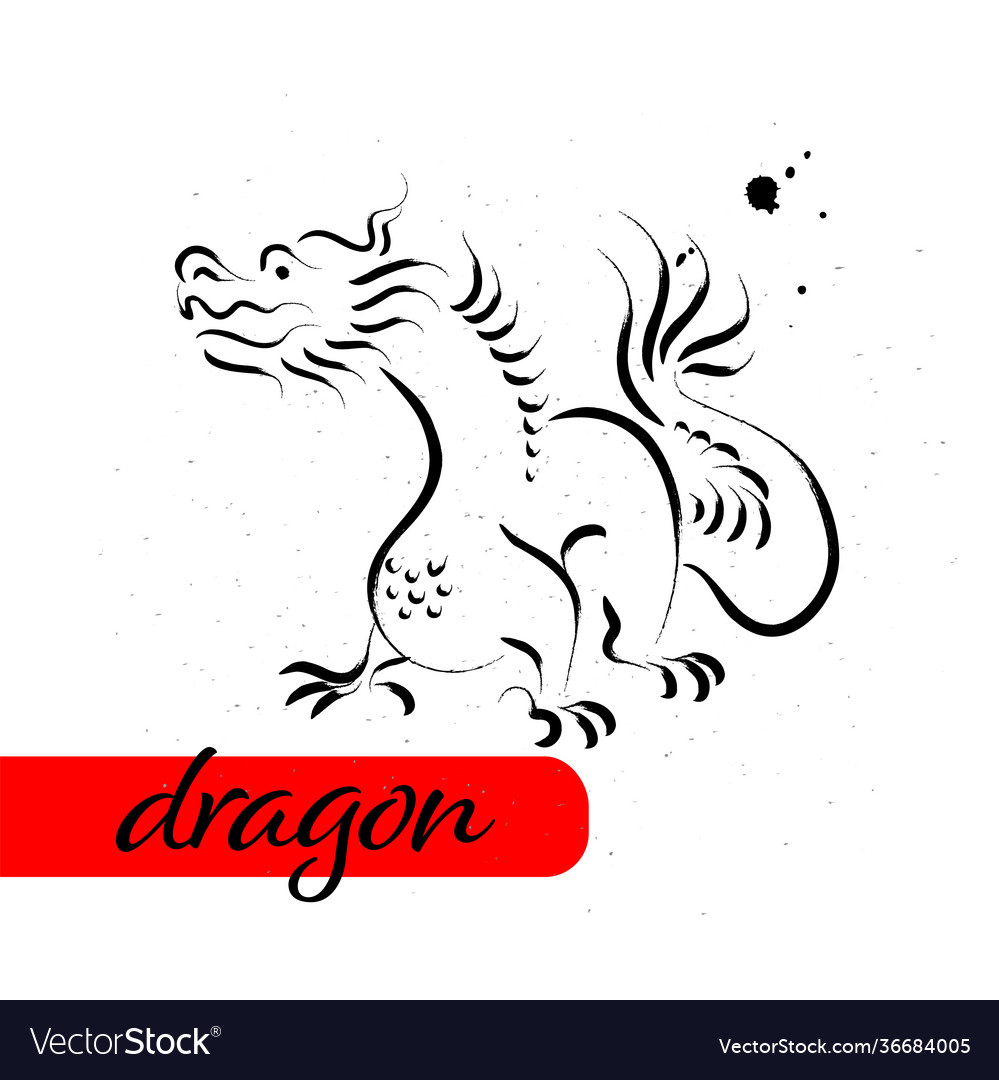 Chinese dragon year calendar animal silhouette Vector Image