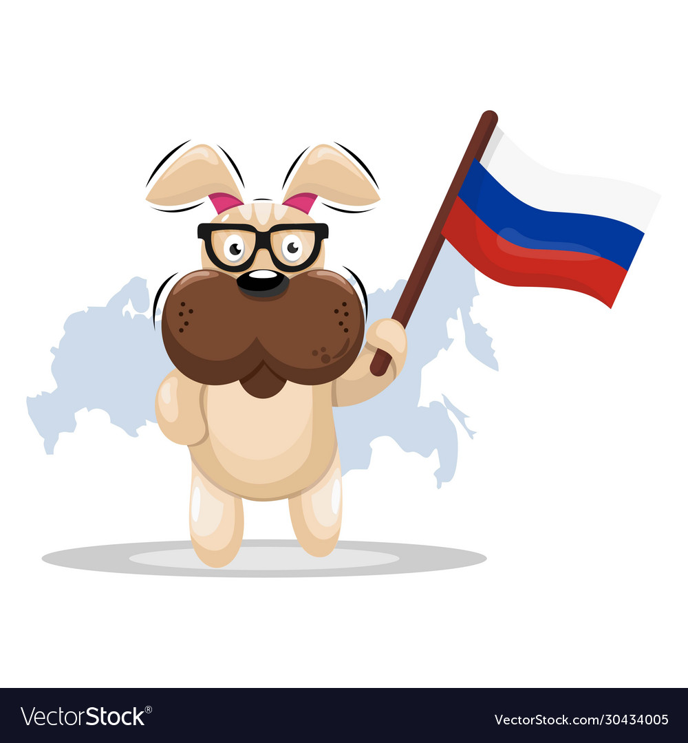 Süßer Hund mit russischen Flagge Cartoon