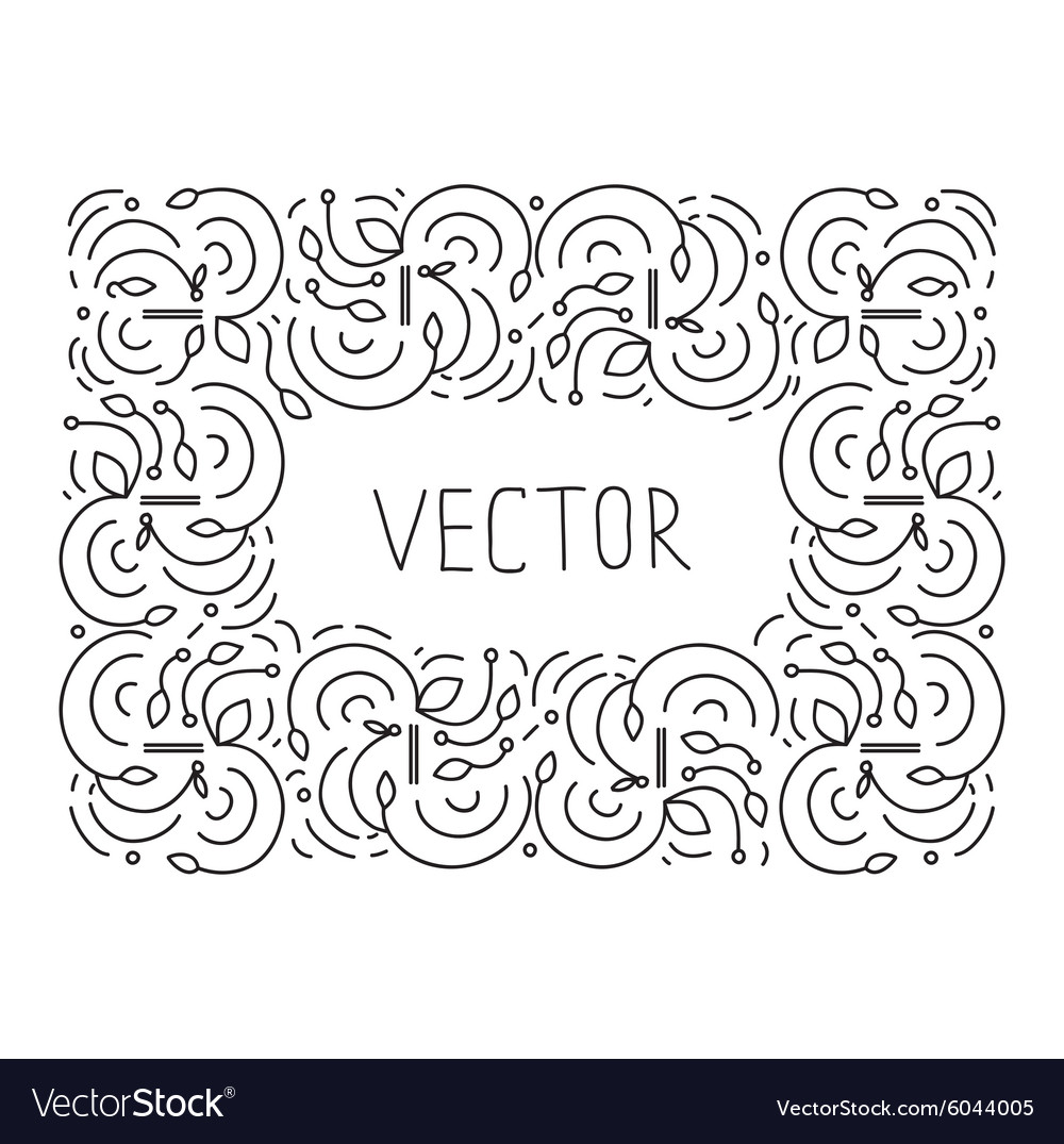 Hand drwan frame floral monogram design emblem Vector Image
