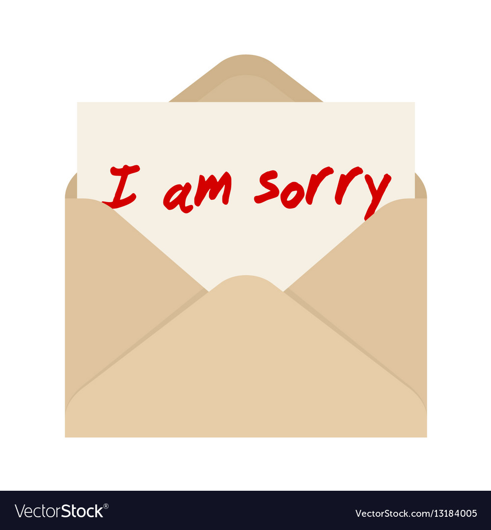 I am sorry card in brown envelope the letter Vector Image Pertaining To Sorry Card Template