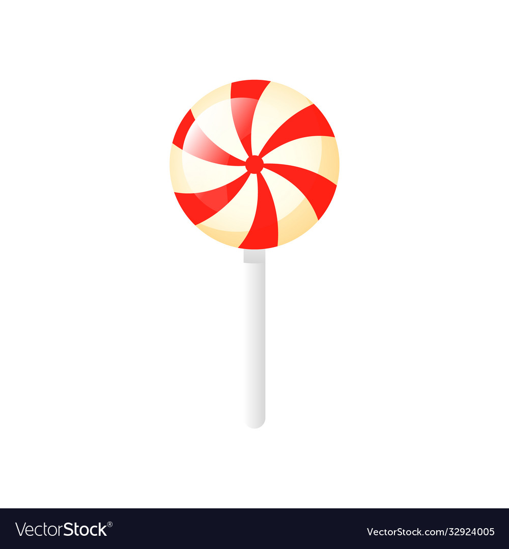 Isolated cartoon lollipop with red stripes Vector Image