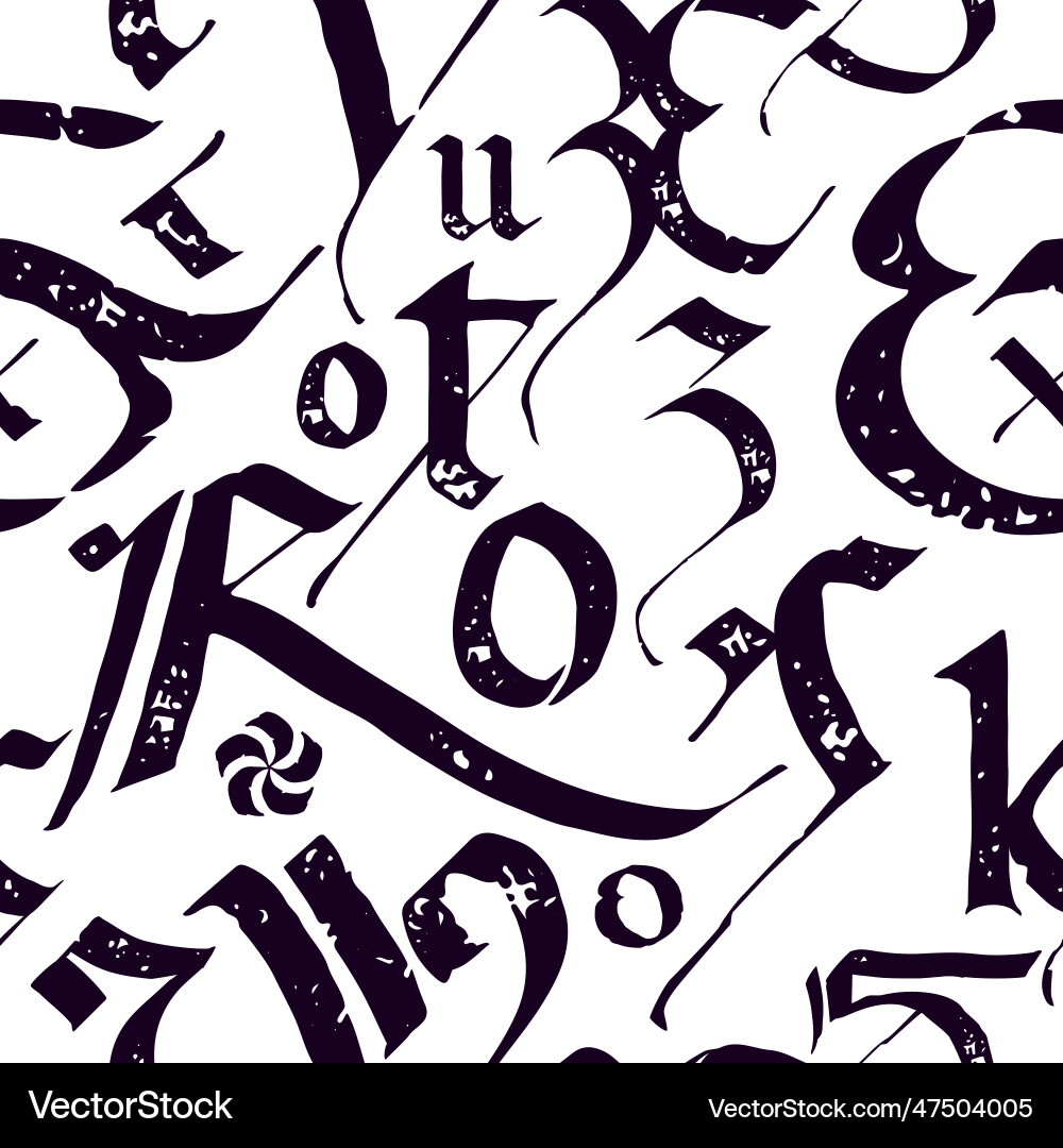 Medieval seamless pattern of calligraphic letters Vector Image